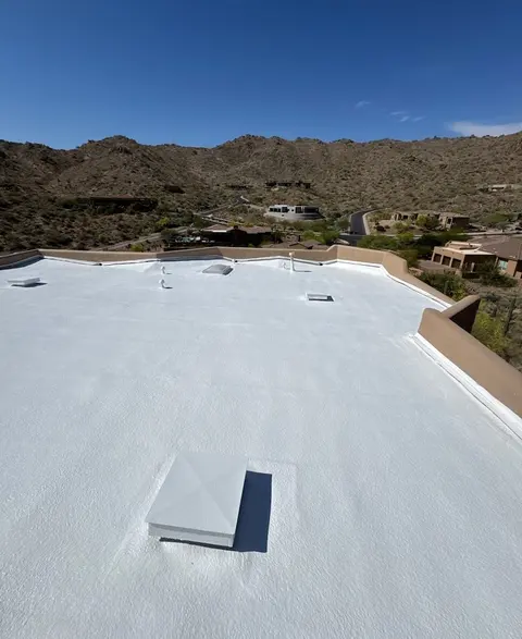 New spray foam roof on a Fountain Hills home with hillside views